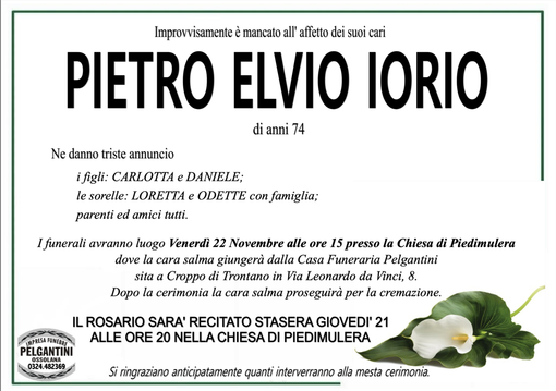 Pietro Elvio Iorio di anni 74