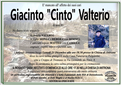 Giacinto "Cinto" Valterio di anni 83