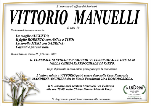 Vittorio Manuelli di anni 90