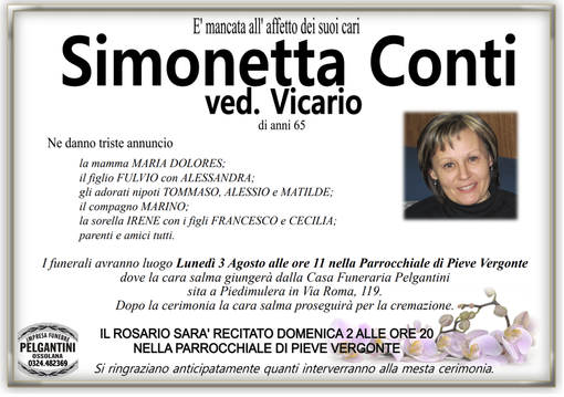 Simonetta Conti ved. Vicario di anni 65