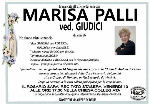 Marisa Palli ved. Giudici di anni 86