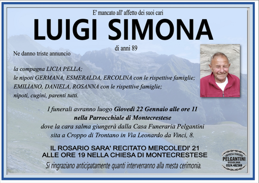 Luigi Simona di anni 89
