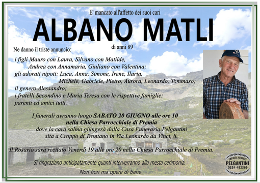 Albano Matli di anni 89