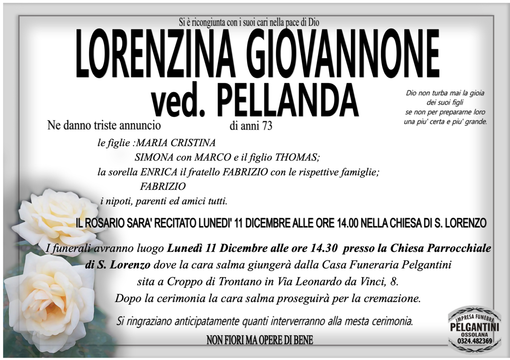 Lorenzina Giovannone ved. Pellanda di anni 73 Lorenzina Giovannone ved. Pellanda di anni 73