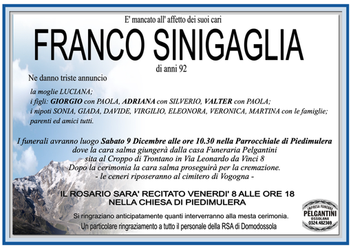 Franco Sinigaglia di anni 92