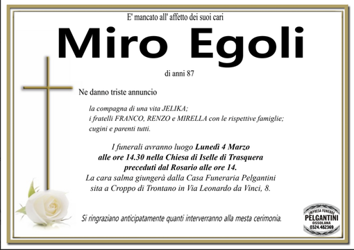 Miro Egoli di anni 87
