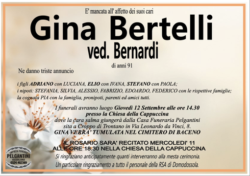 Gina Bertelli ved. Bernardi di anni 91