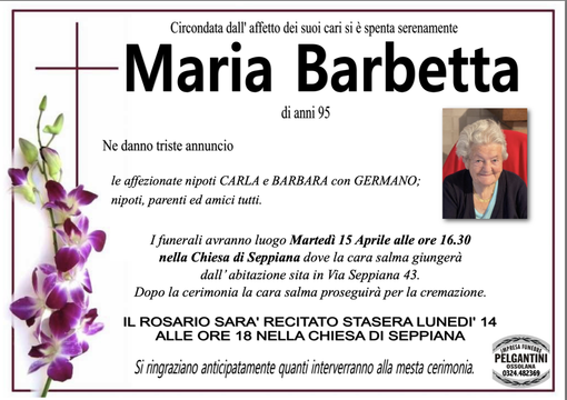 Maria Barbetta di anni 95 Maria Barbetta di anni 95