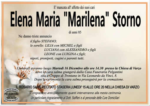 Elena Maria "Marilena" Storno di anni 85 Elena Maria "Marilena" Storno di anni 85