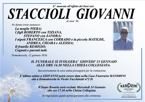 Staccioli Giovanni di anni 96