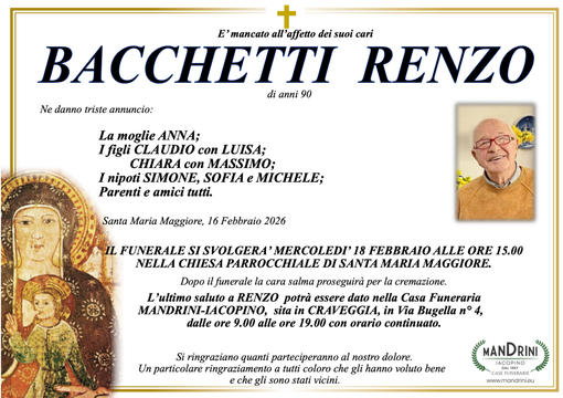 Bacchetti Renzo di anni 90