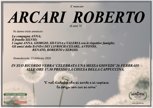 Arcari Roberto di anni 73