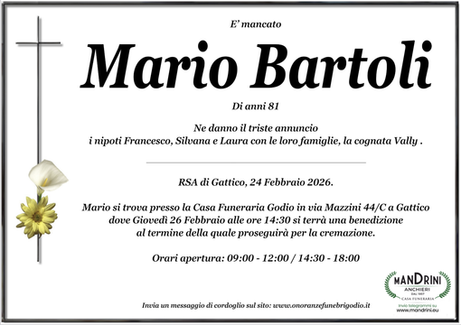 Mario Bartoli di anni 81