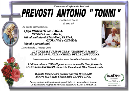 Prevosti Antonio "Tommi" poeta e scrittore di anni 95