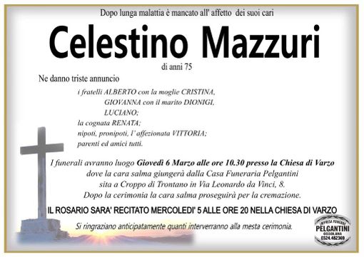 Celestino Mazzurri di anni 75