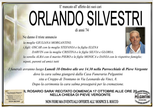 Orlano Silvestri di anni 74