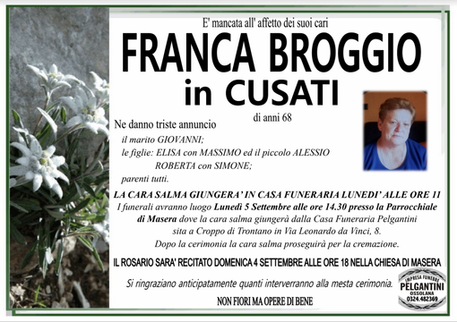 Franca Broggio in Cusati di anni 68