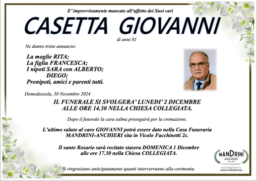 Casetta Giovanni di anni 81