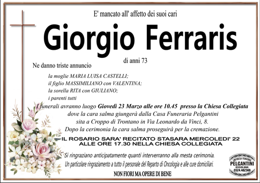 Ferraris Giorgio di anni 73 Ferraris Giorgio di anni 73