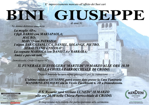 Bini Giuseppe di anni 91 Bini Giuseppe di anni 91