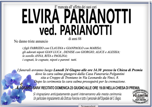 Elvira Parianotti ved Parianotti anni 88