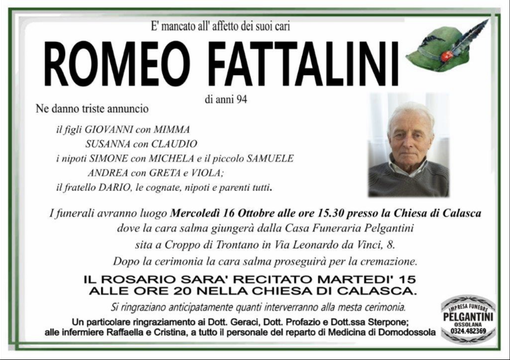 Romeo Fattalini di anni 94