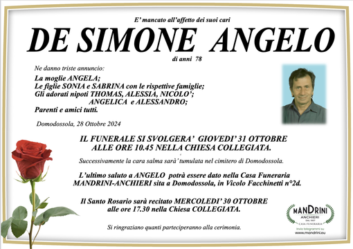 De Simone Angelo di anni 78