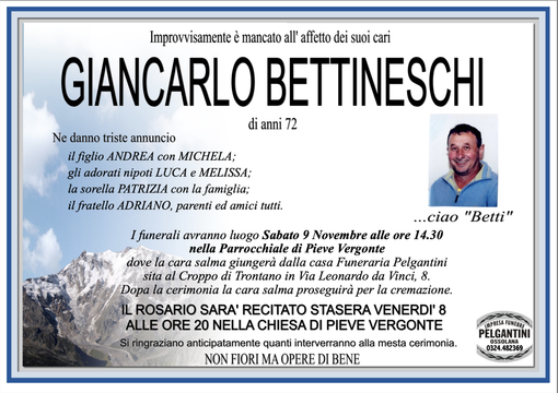 Giancarlo Bettineschi di anni 72