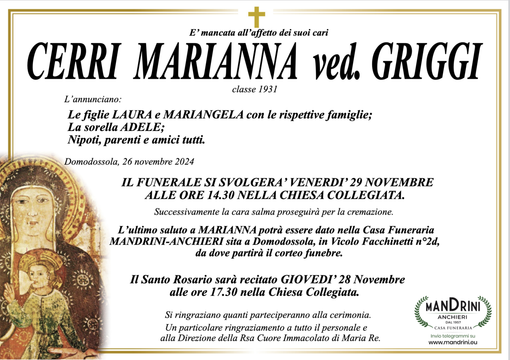 Cerri Marianna ved. Griggi classe 1931