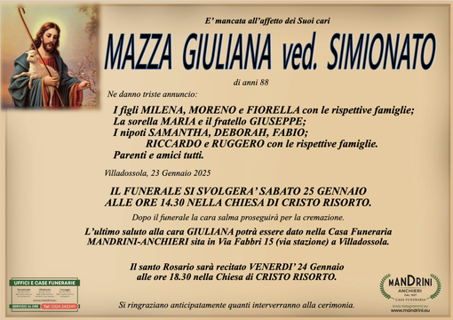 Mazza Giuliana ved. Simionato di anni 88