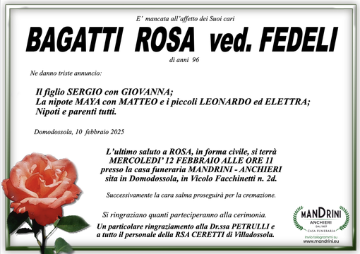 Bagatti Rosa ved. Fedeli di anni 96