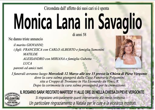 Monica Lana in Savaglio di anni 58