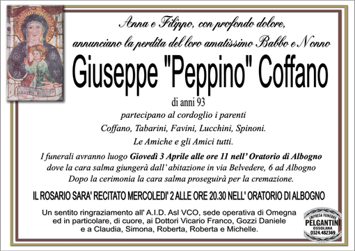 Giuseppe "Peppino" Coffano di anni 93 Giuseppe "Peppino" Coffano di anni 93