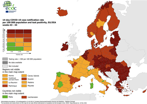 Mappa del contagio in Europa: il Piemonte lascia il verde Mappa del contagio in Europa: il Piemonte lascia il verde