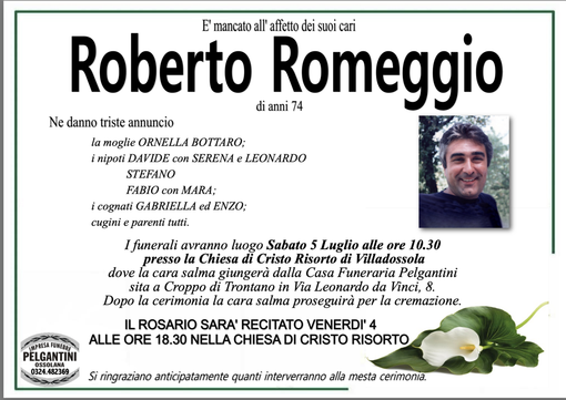 Roberto Romeggio di anni 74