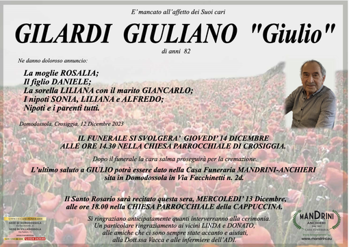Gilardi Giuliano &quot;Giulio&quot;di anni 82