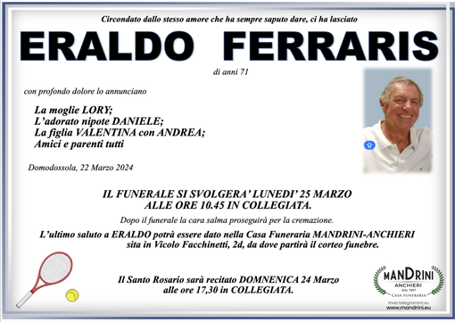 Eraldo Ferraris di anni 71