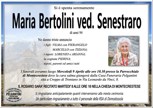 Maria Bertolini ved. Senestraro di anni 94