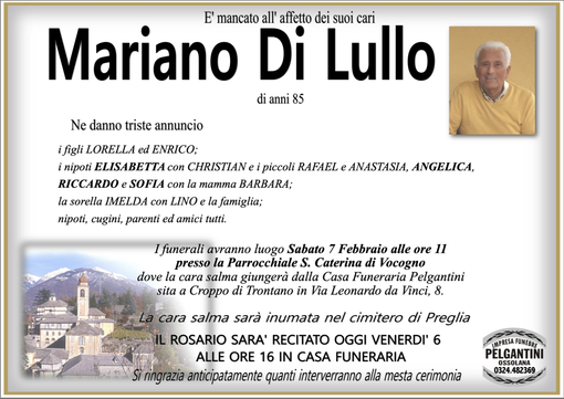 Mariano Di Lullo di anni 85