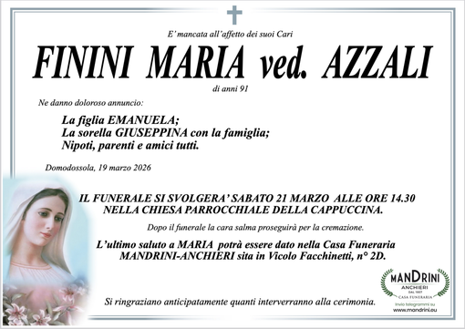 Finini Maria ved. Azzali di anni 91