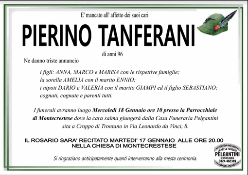Pierino Tanferani di anni 96