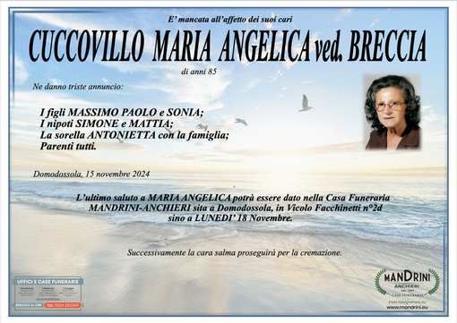 Cuccovillo Maria Angelica ved. Breccia di anni 85 Cuccovillo Maria Angelica ved. Breccia di anni 85