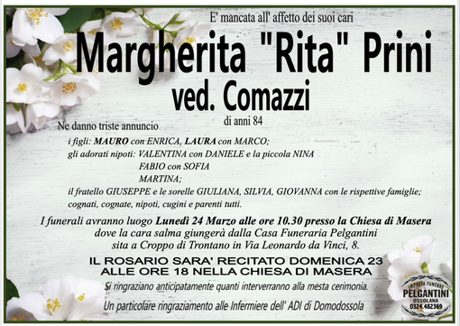 Margherita "Rita" Prini ved. Comazzi di anni 84