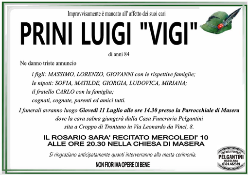 Prini Luigi 'Vigi' 84 anni Prini Luigi 'Vigi' 84 anni