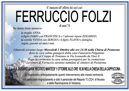 Ferruccio Folzi di anni 74