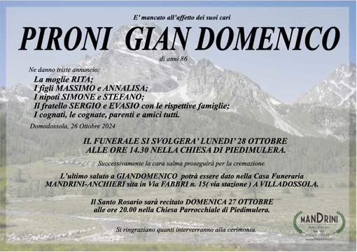 Pironi Gian Domenico di anni 86