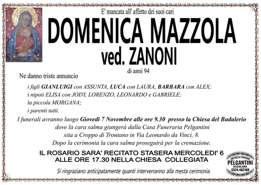Domenica Mazzona ved. Zanoni 94 anni