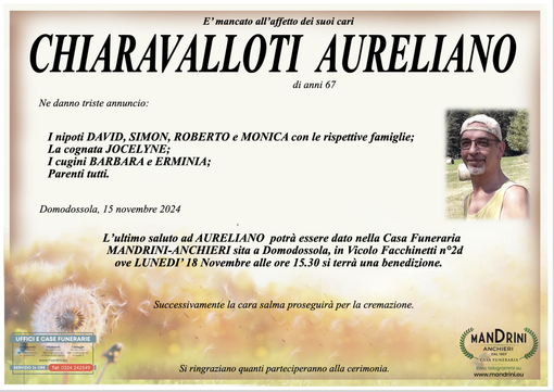Chiaravallotti Aureliano di anni 67