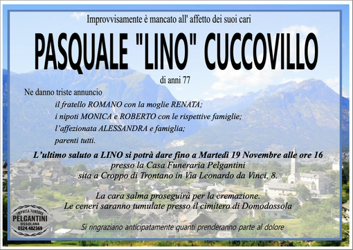 Pasquale "Lino" Cuccovillo di anni 77 Pasquale "Lino" Cuccovillo di anni 77