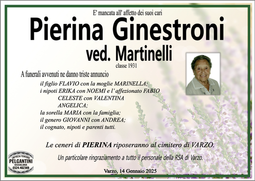 Pierina Ginestroni di anni classe 1931